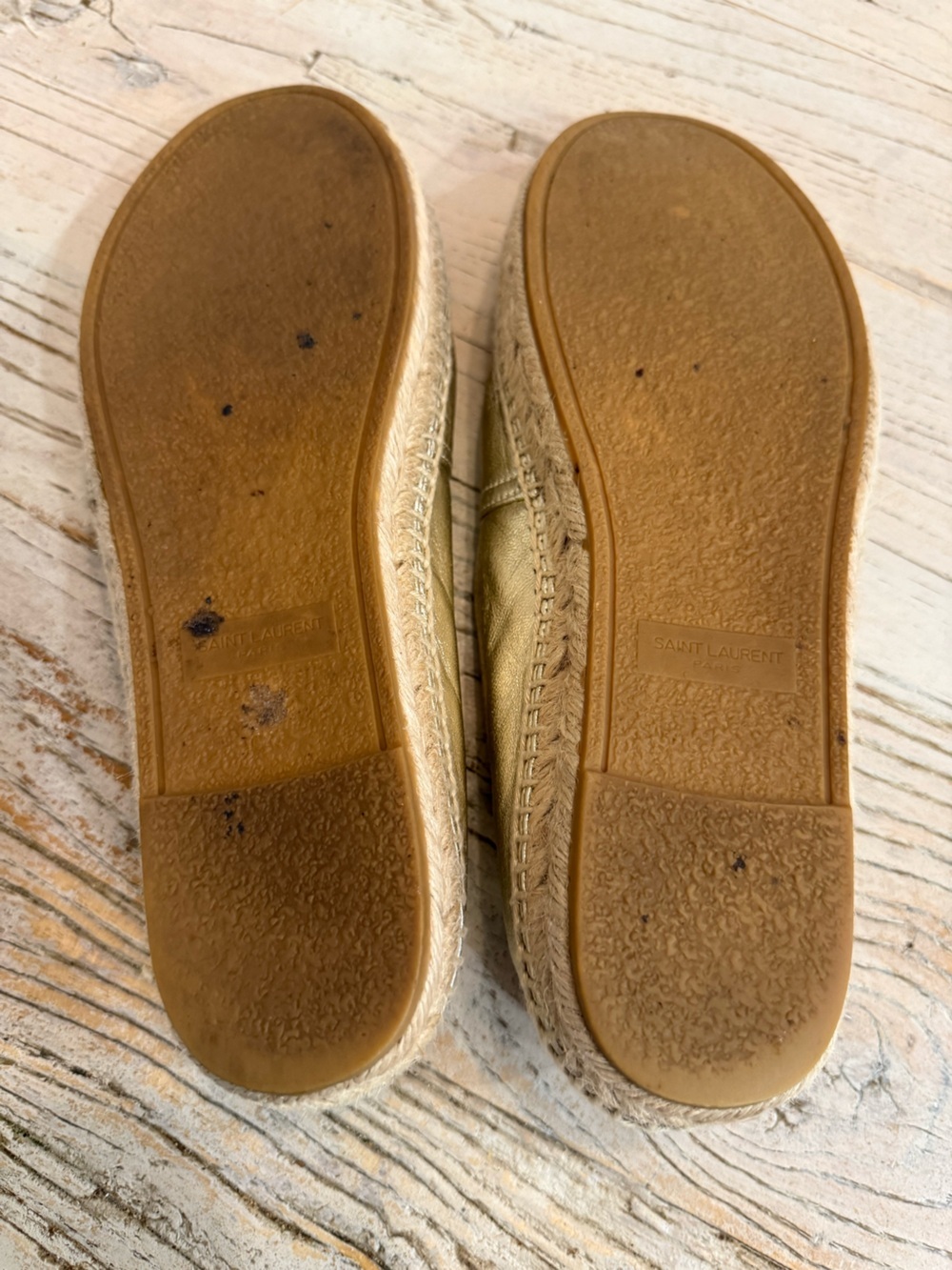 Yves Saint Laurent Gold Leather Monogram Espadrilles size 37.5 - Picture 15 of 15